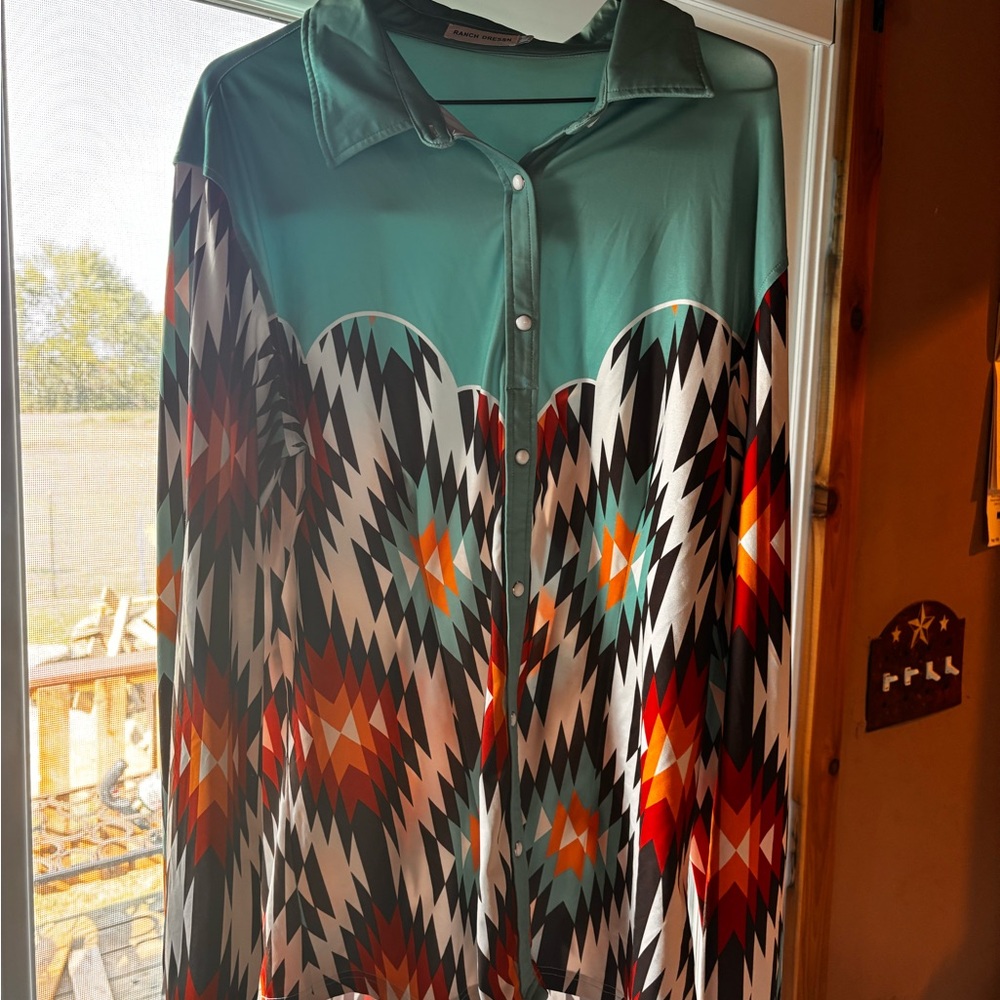 Colorful Geometric Button Down Shirt